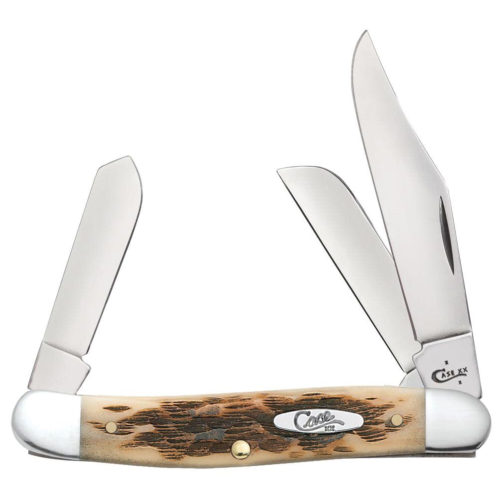 Case Amber Bone Peach Seed Jigged Stockman Pocket Knife