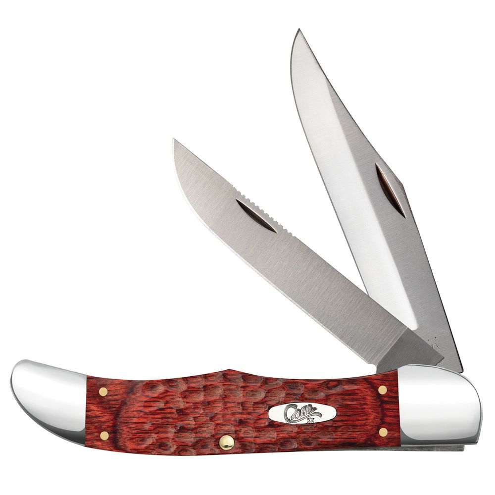 Case Jigged Folding Hunter Knife with Leather Sheath