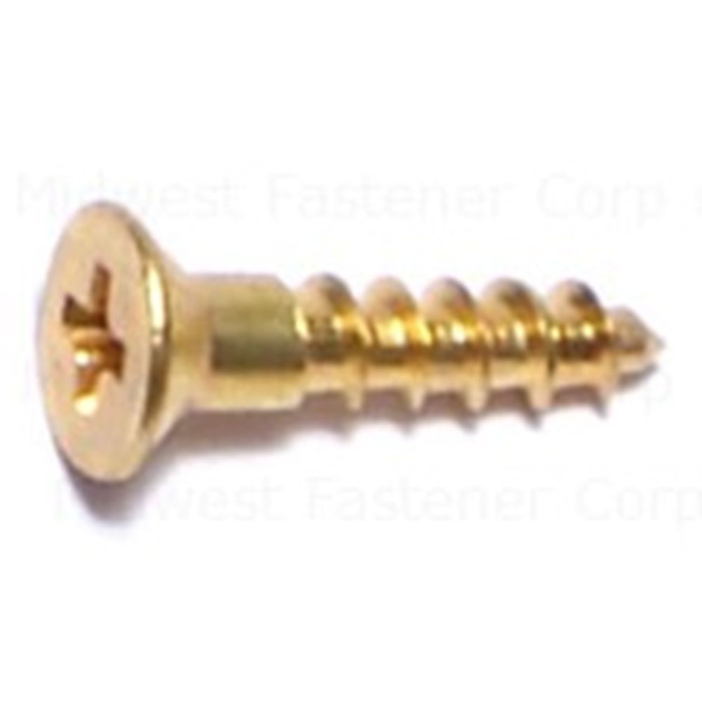 Midwest Fastener #4 x 1/2 in. Phillips Flat Head Brass Wood Screw, 10-Pack