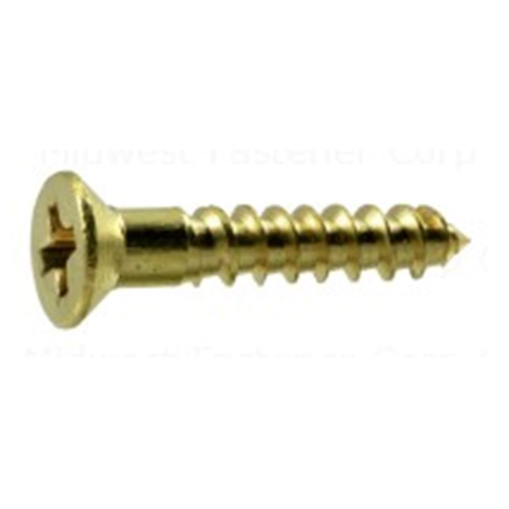 Midwest Fastener #4 x 5/8 in. Phillips Flat Head Brass Wood Screw, 10-Pack
