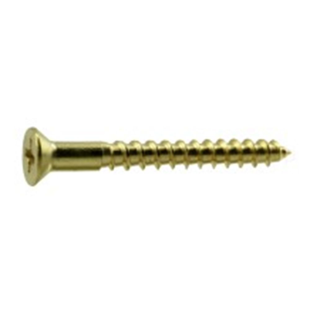 Midwest Fastener #6 x 1-1/4 in. Phillips Flat Head Brass Wood Screw, 10-Pack