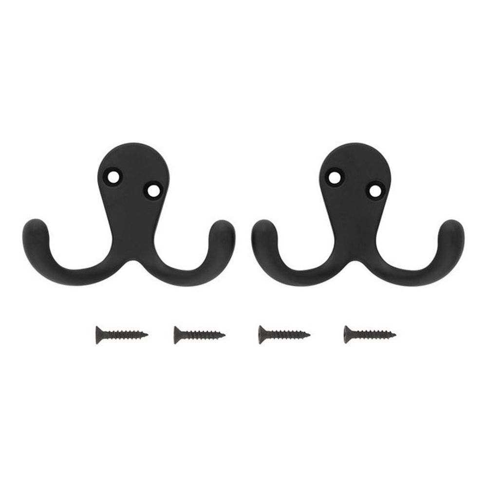 National Hardware 7529134 Double Clothes Hook, Matte Black