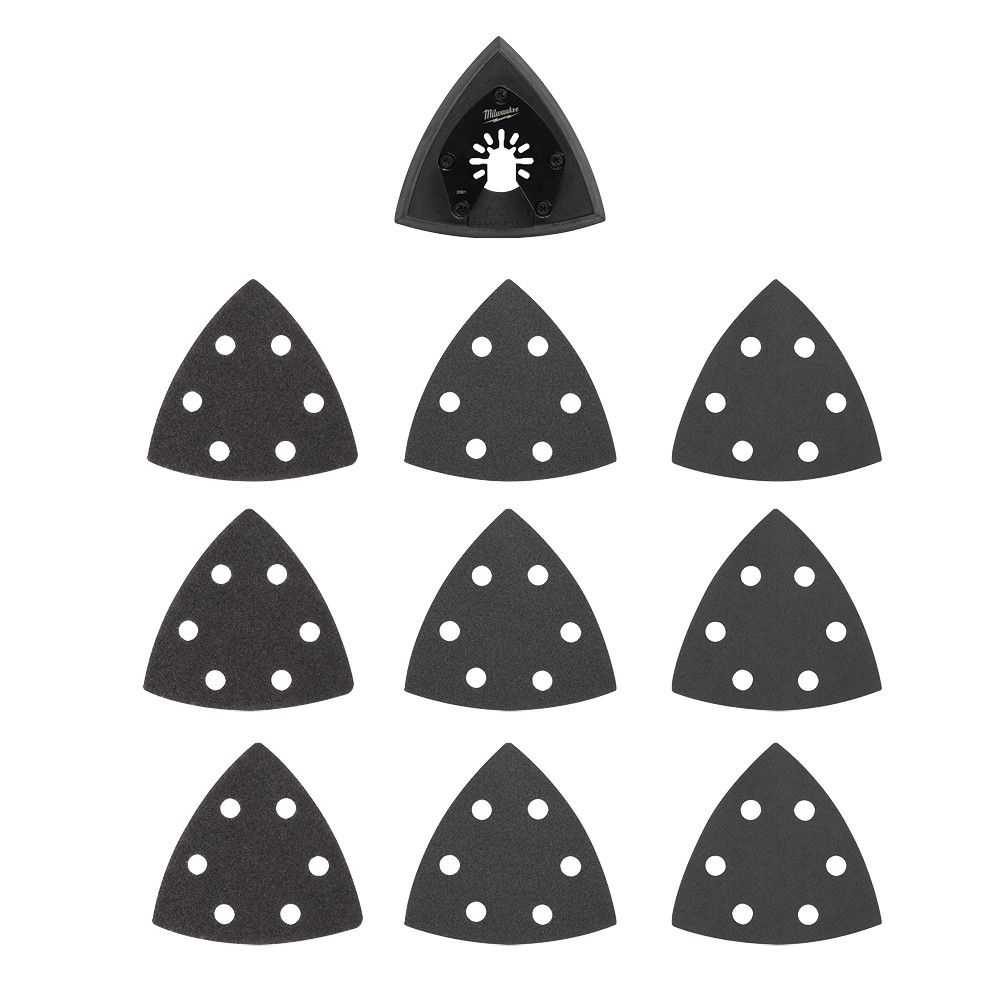Milwaukee 3-1/2 in. 10-Piece Triangle Sanding Pad and Paper Variety Pack