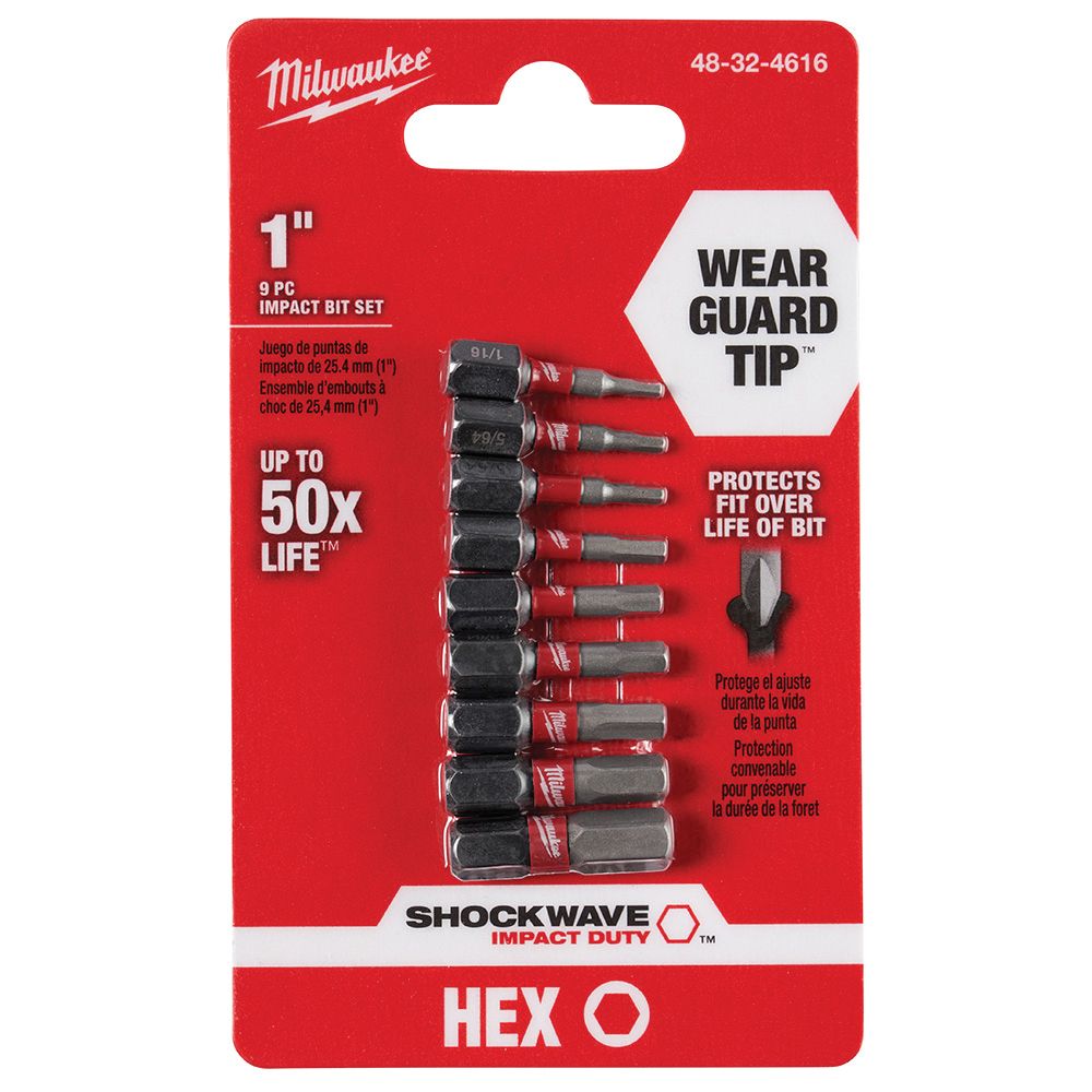 Milwaukee 1 in. 9-Piece Hex Insert Bit Set