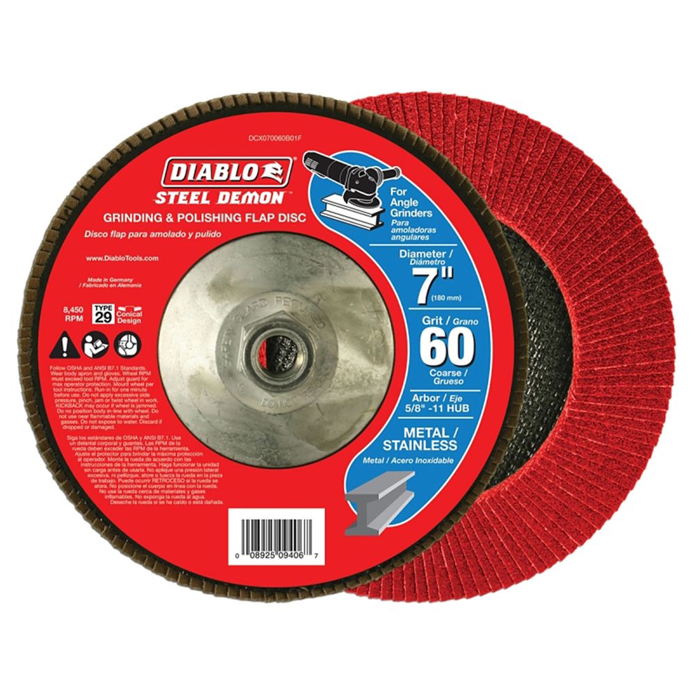 Diablo 7 in. 60 Grit Flap Disc with Hub
