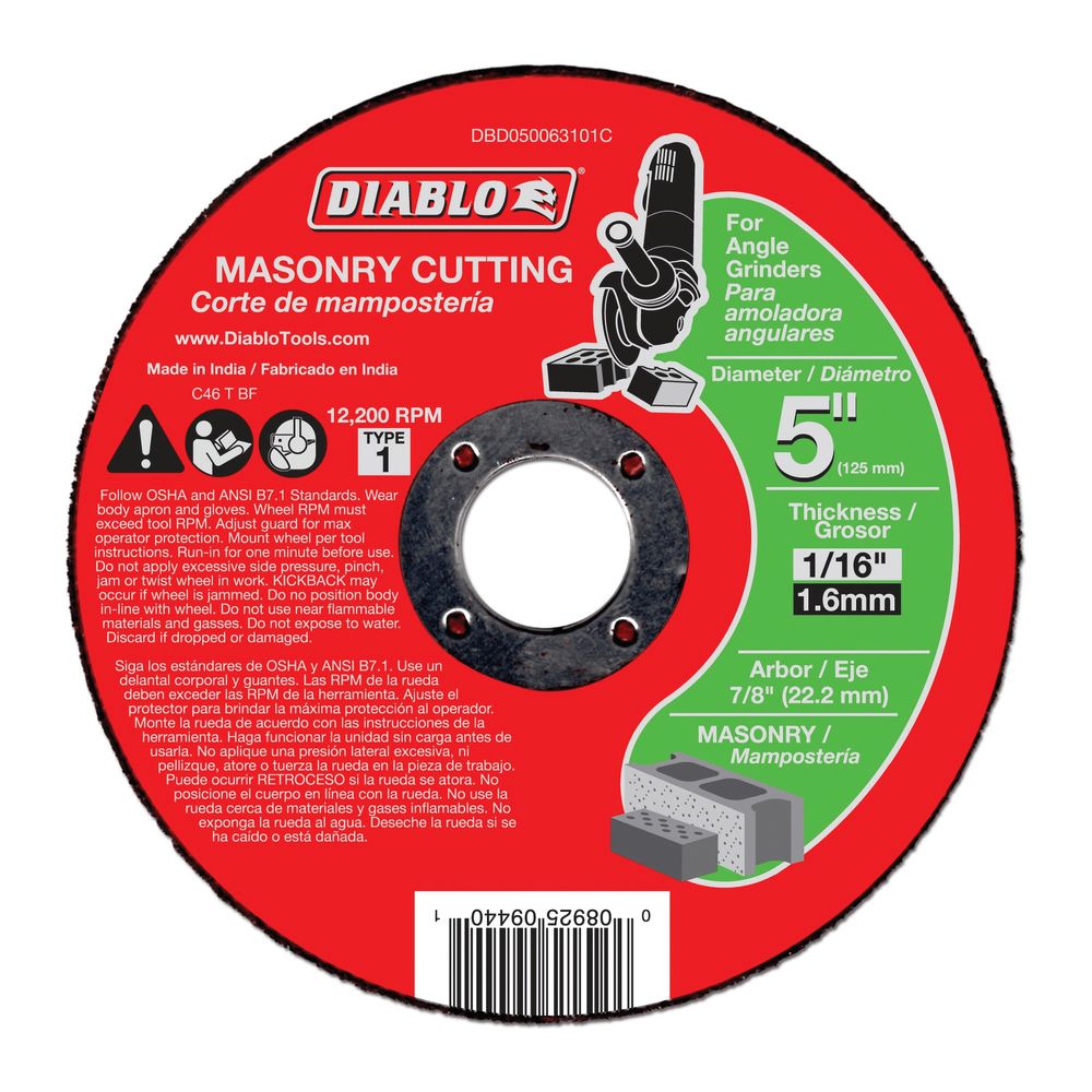 Diablo 5 in. x 1/16 in. x 7/8 in. Masonry Cut-Off Disc
