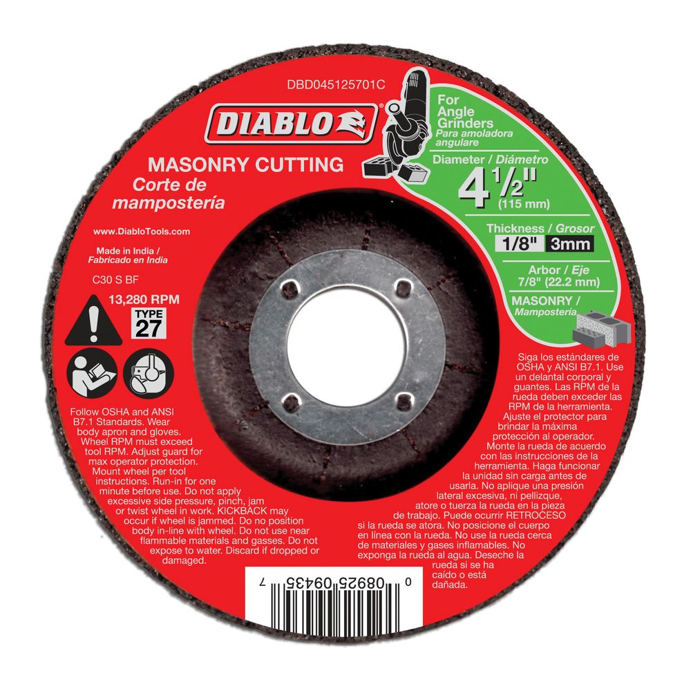 Diablo 4-1/2 in. x 1/8 in. Masonry Cut-Off Wheel