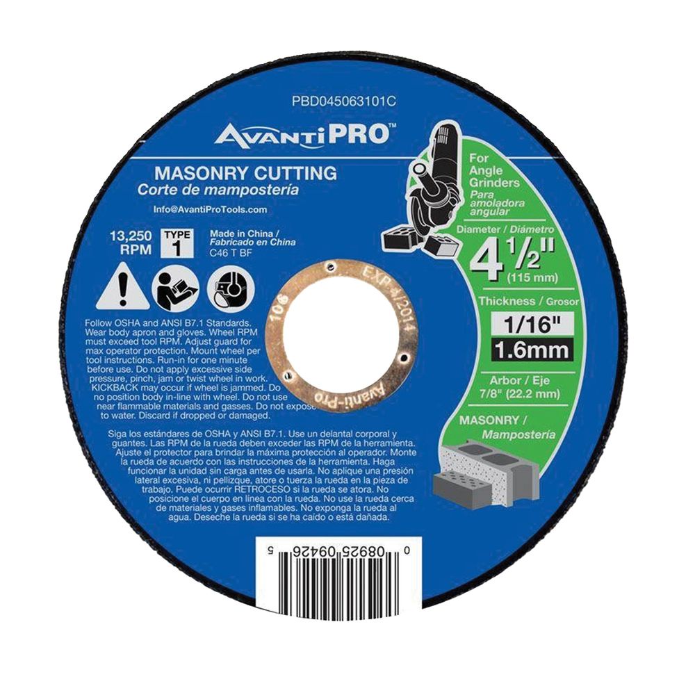 Avanti Pro 4-1/2 in. Masonry Cut-Off Wheel