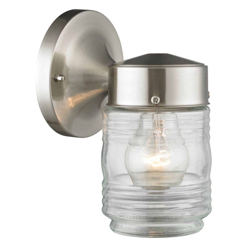 Boston Harbor Satin Nickel Jelly Jar Outdoor Wall Light