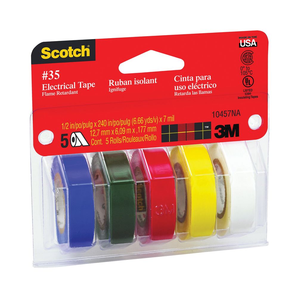 Scotch 1/2 in. x 20 ft. 5-Piece Assorted Colored Electrical Tape Kit