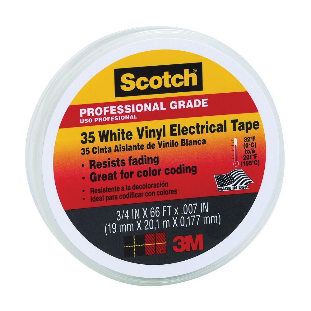 Scotch 3/4 in. x 66 ft. White 35 Vinyl Electrical Tape
