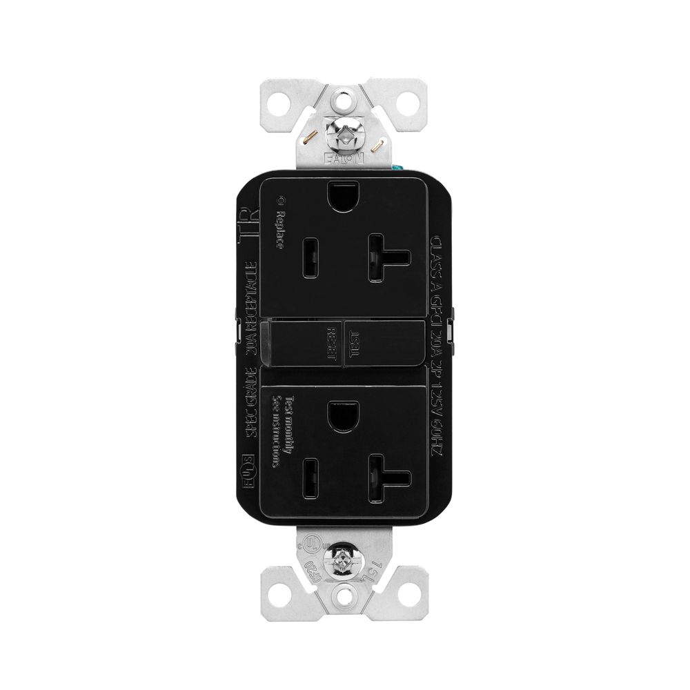 Eaton 20 Amp 125 Volt Tamper-Resistant Self-Test GFCI Receptacle, Black
