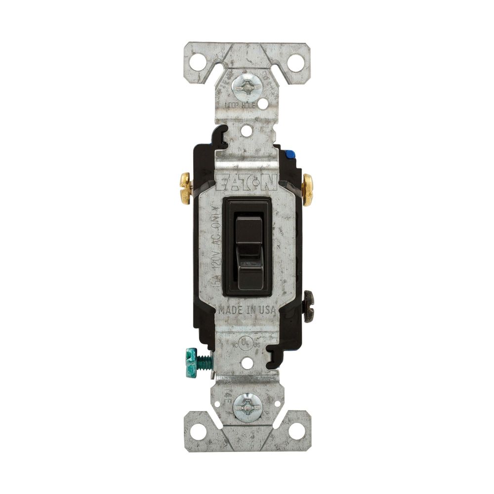Eaton 15 Amp 120 Volt Single Pole Toggle Switch, Black