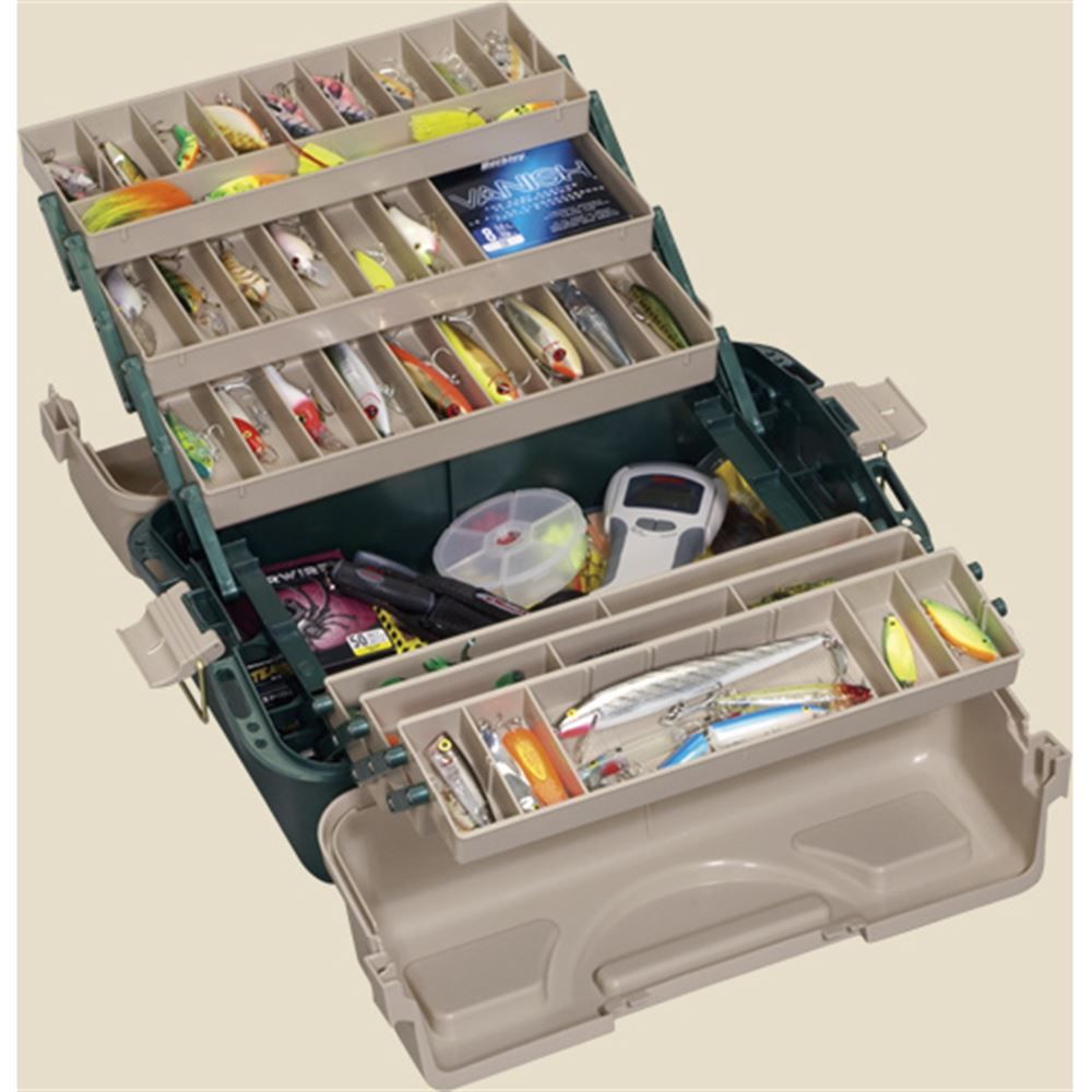 6 rack system tackle box Tacklebox Blue Swirl knife holder and upper and lower storage areas help keep fishing gear organized and accessible. Plano Fishing Large Six Tray